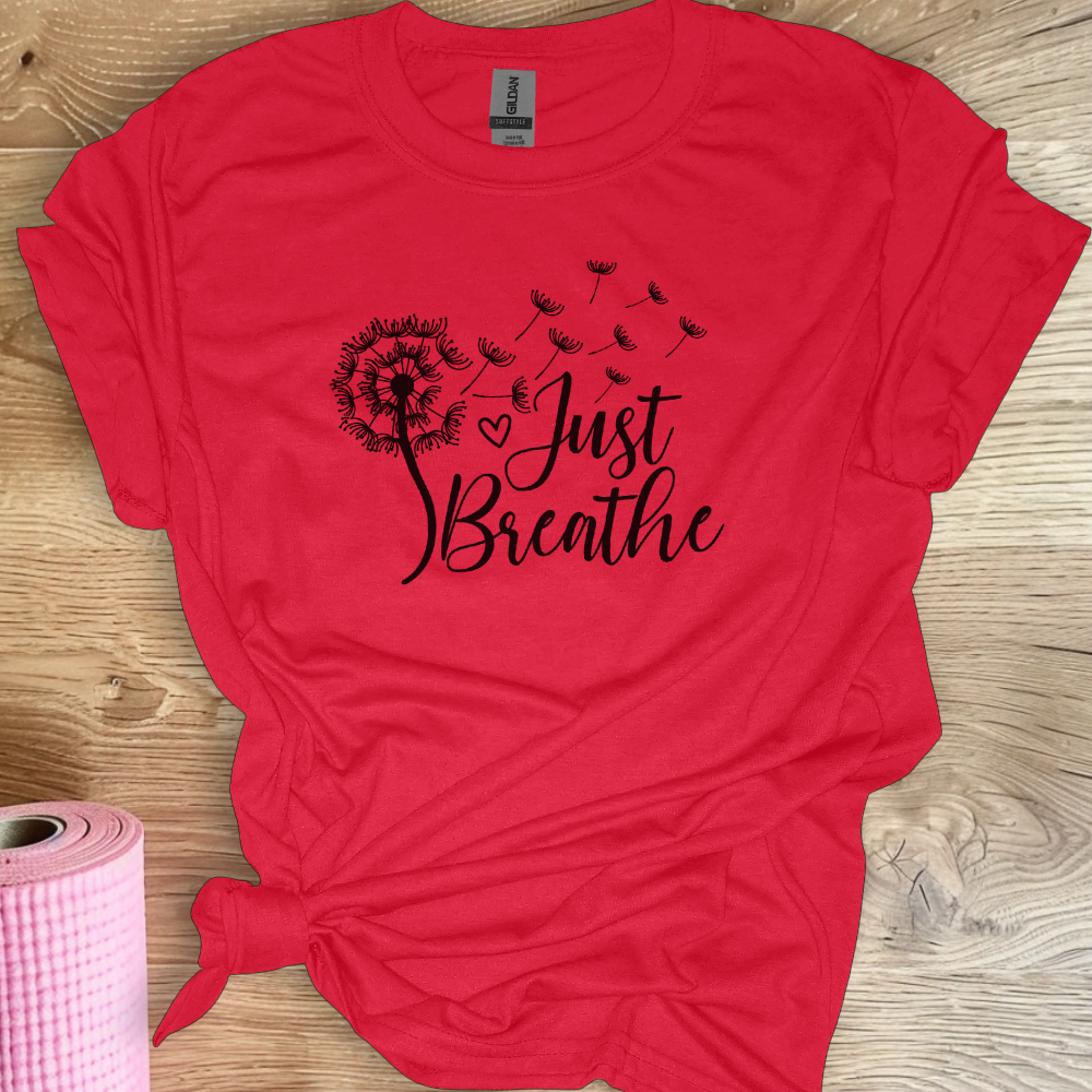 Yoga T Shirt Just Breathe Dandelion – Yoga Luv